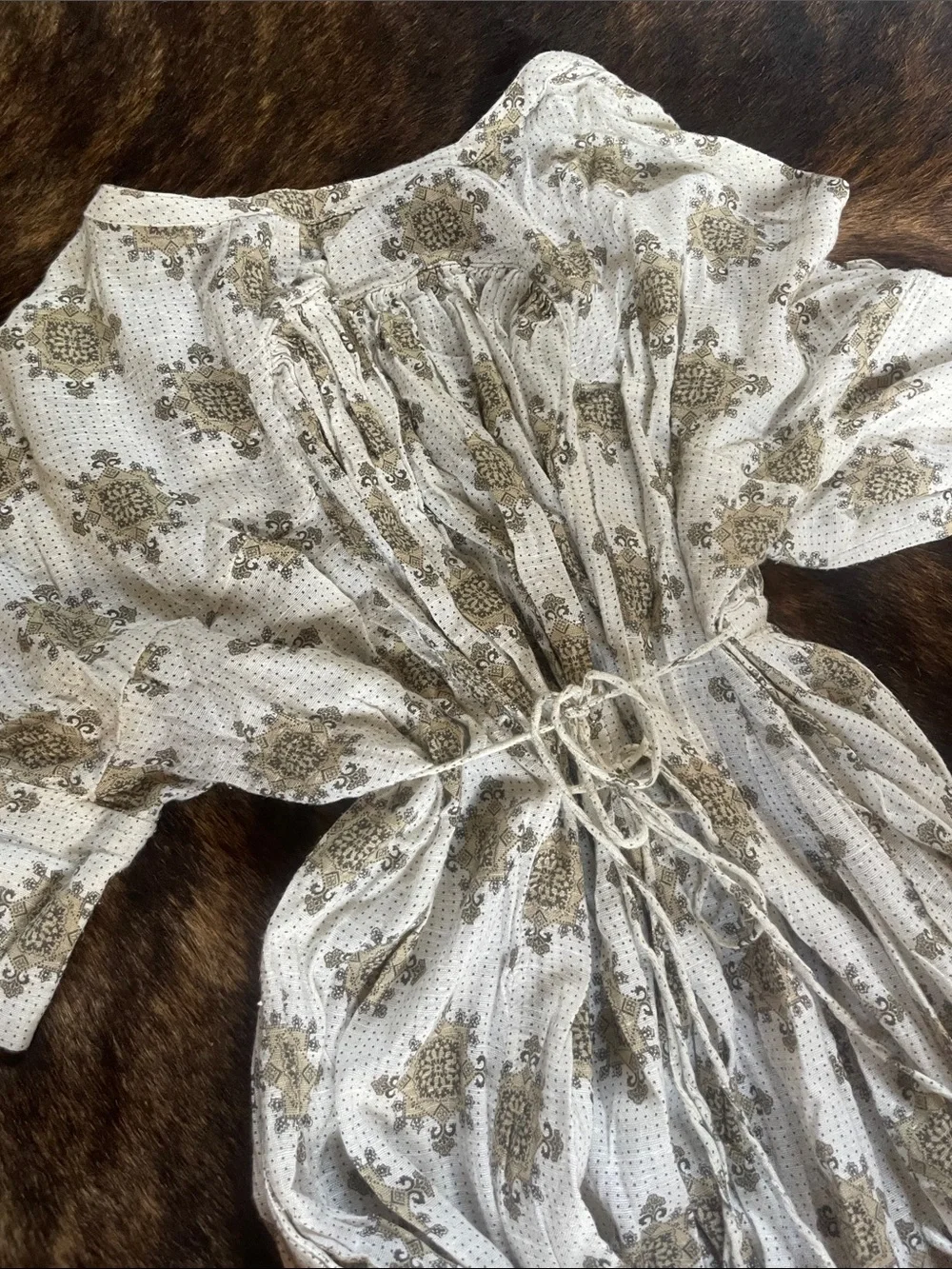 Free People White and Beige Floral Maxi Dress